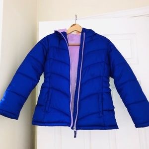 Faded Glory Girls Purple Puffer Coat with Hood, L